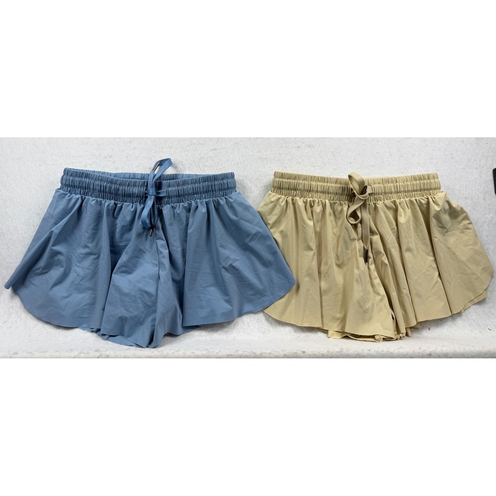 Liberty Pro Girls Athletic Flowy Shorts Lot 2 Blue Tan Youth Medium 8-10